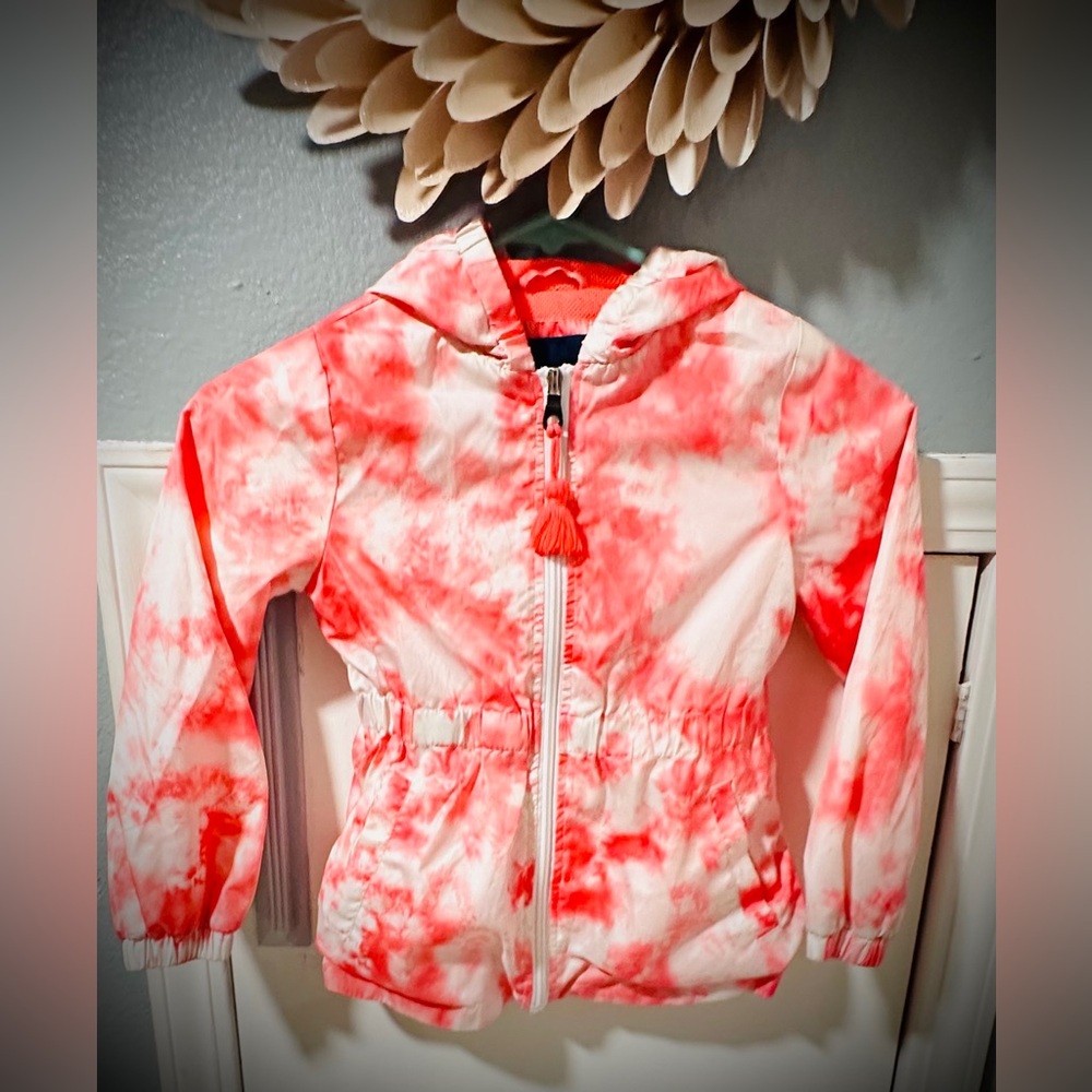 Pink and White Tie-Dye Hooded Jacket little girls 5/6 jacket